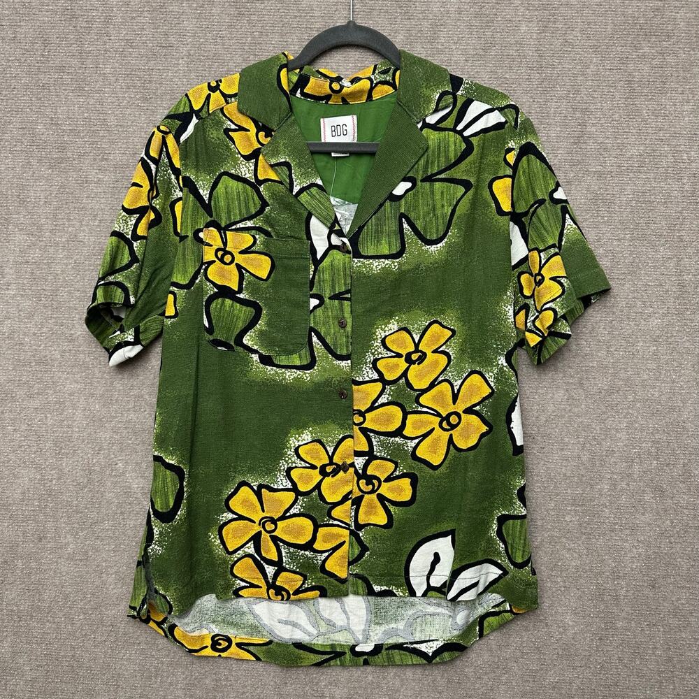 BDG Green & Yellow Floral Button-Down Shirt